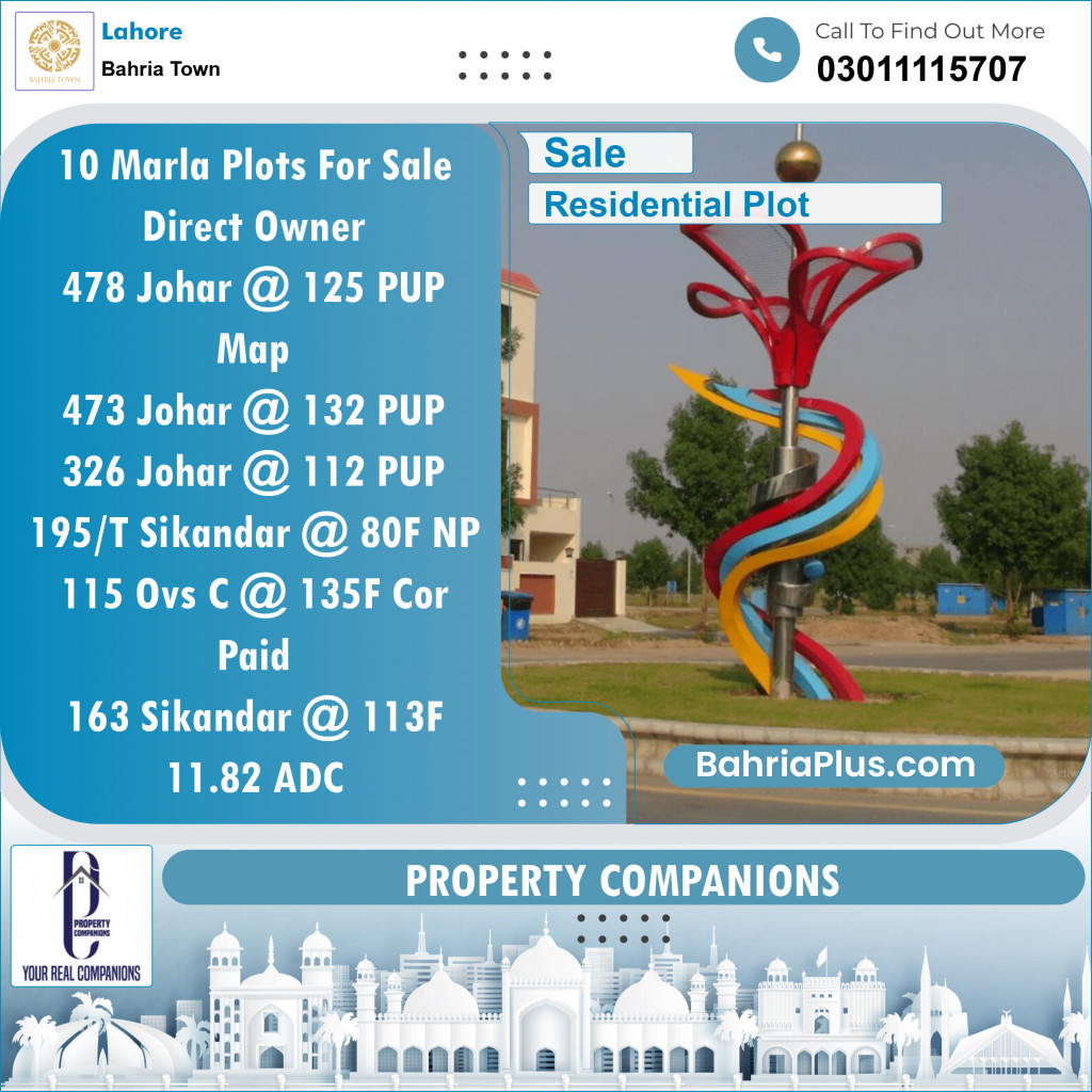 Residential Plot for Sale in Sector E - Johar Block -  Bahria Town, Lahore - (BP-152222)