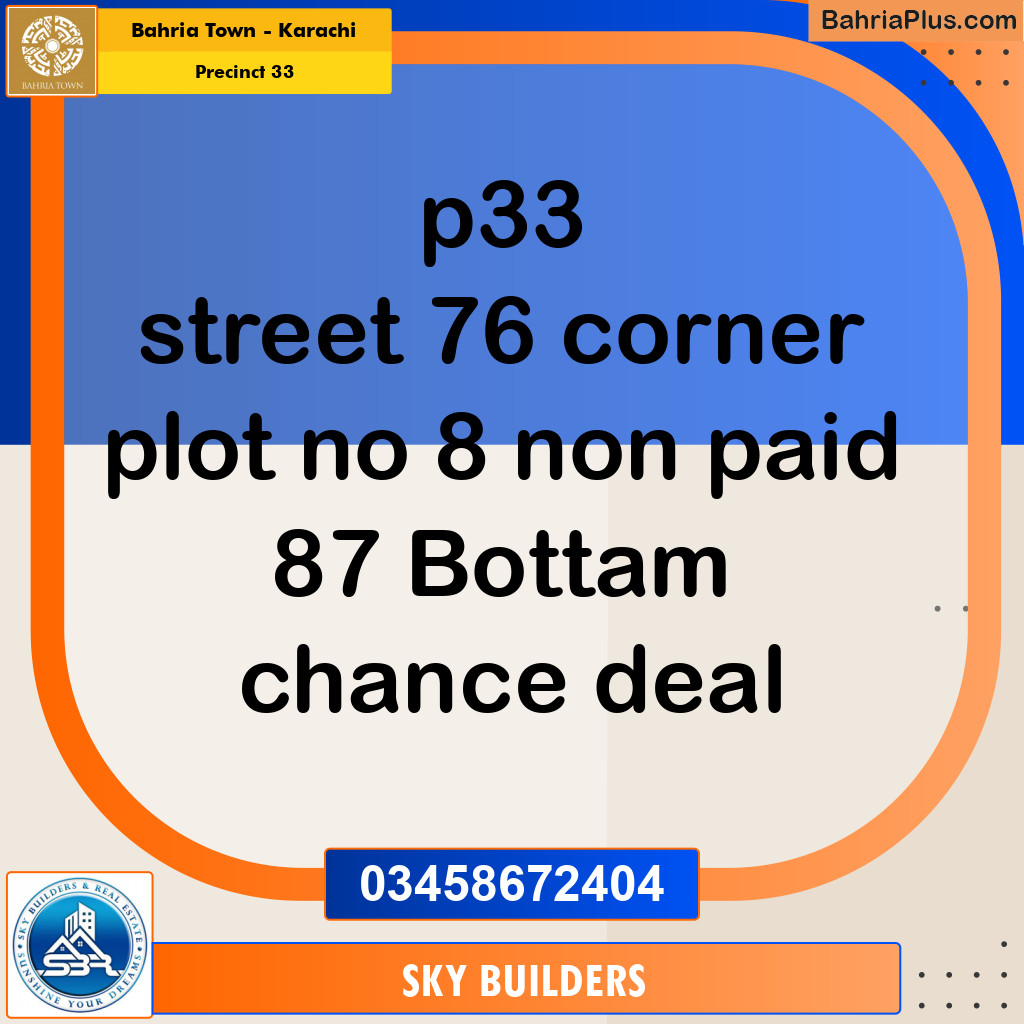 Residential Plot for Sale in Precinct 33 -  Bahria Town, Karachi - (BP-152237)