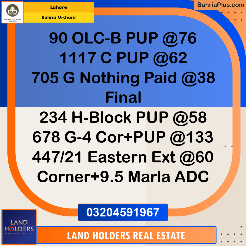 Residential Plot for Sale in OLC-B Block -  Bahria Orchard, Lahore - (BP-152246)
