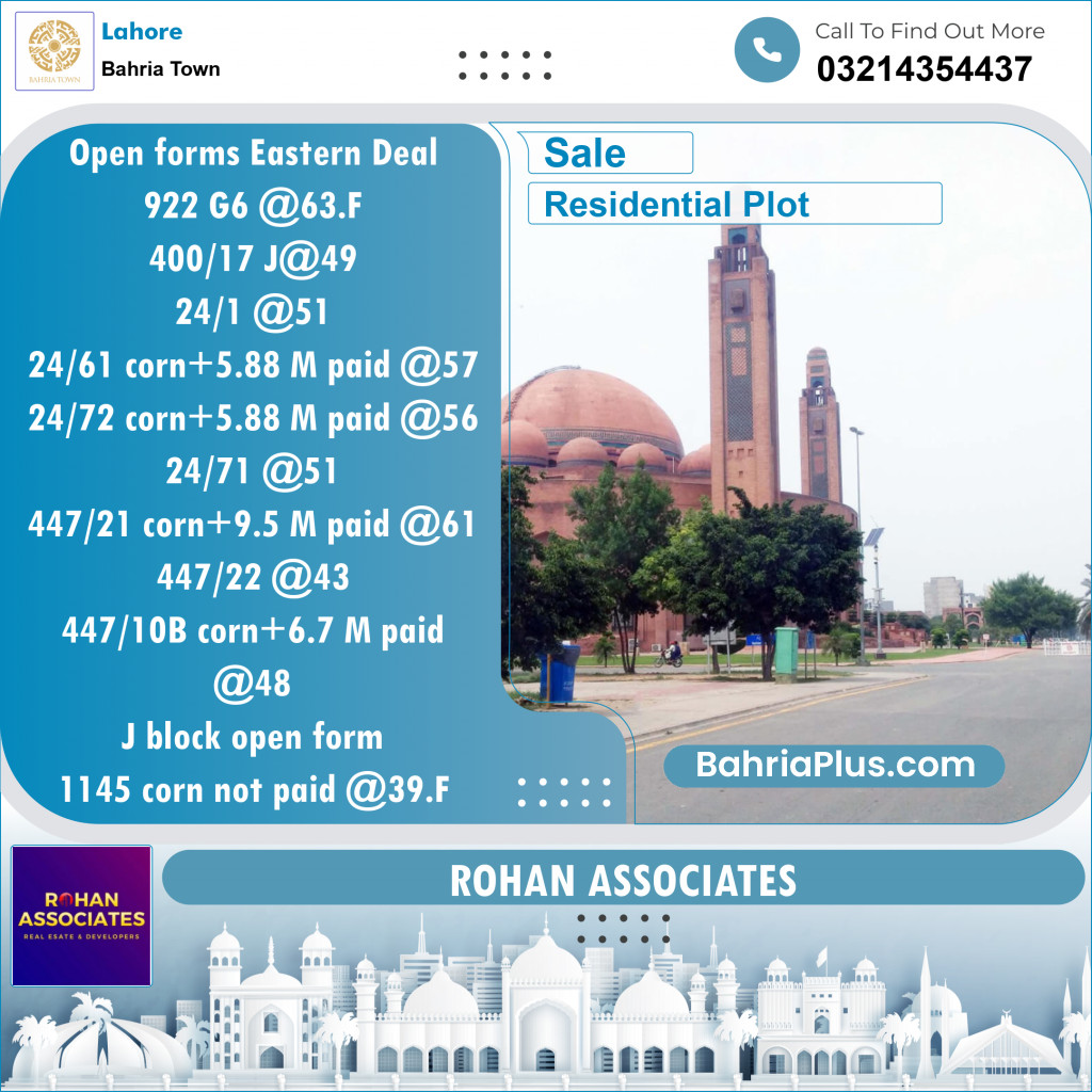 Residential Plot for Sale in Bahria Town, Lahore - (BP-152250)