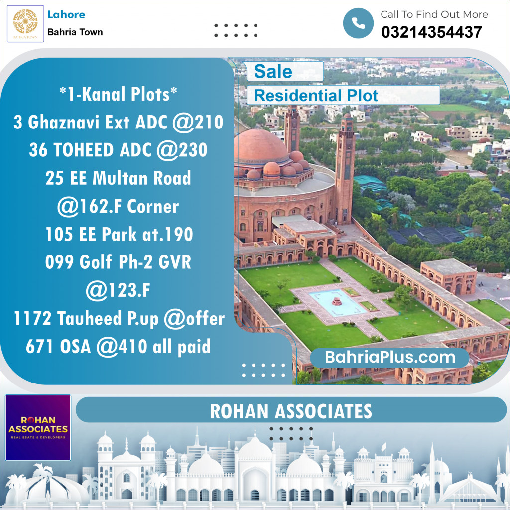 Residential Plot for Sale in Sector F - Ghaznavi Ext. Block -  Bahria Town, Lahore - (BP-152252)