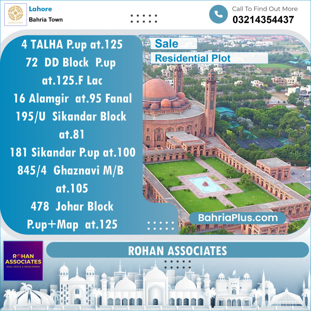 Residential Plot for Sale in Sector F - Talha Block -  Bahria Town, Lahore - (BP-152254)