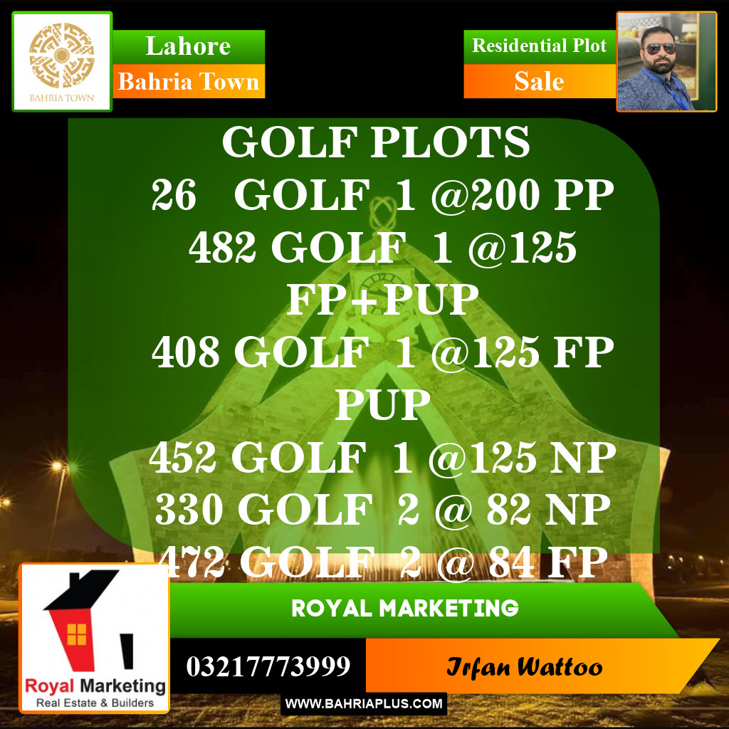Residential Plot for Sale in Bahria Town, Lahore - (BP-152286)