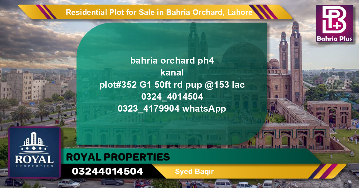 Residential Plot for Sale in Bahria Orchard, Lahore - (BP-152326)