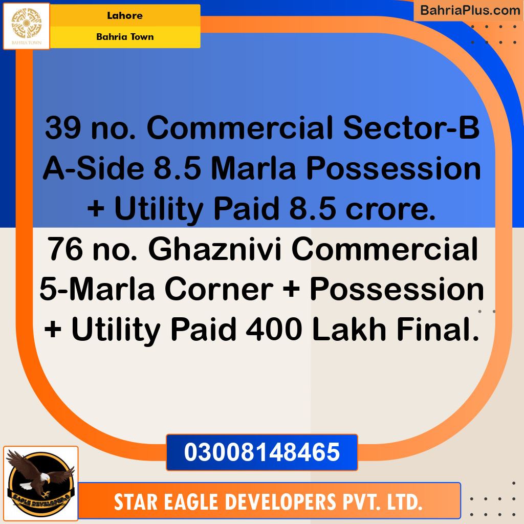 Commercial Plot for Sale in Bahria Town, Lahore - (BP-152404)