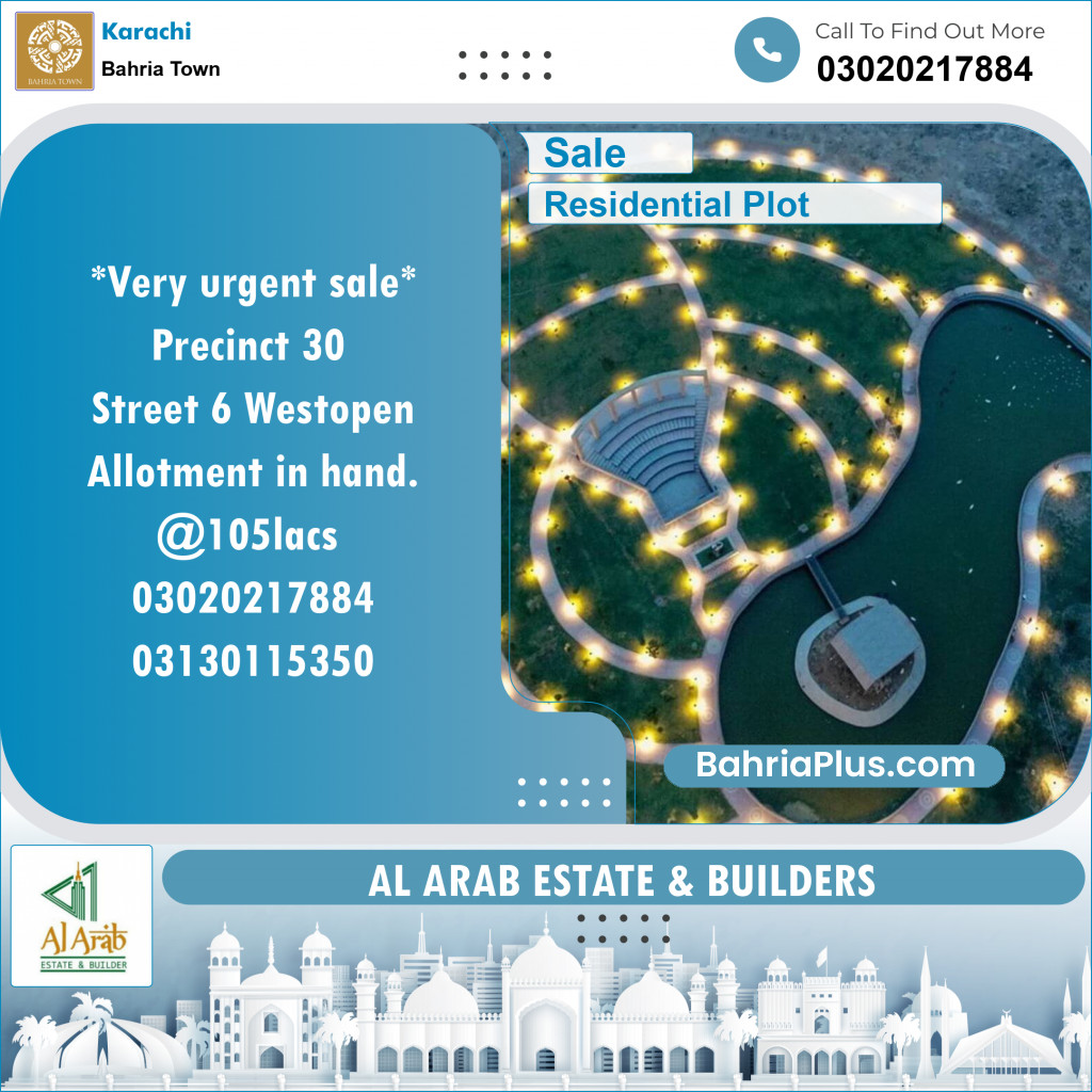 250 Sq. Yards Residential Plot for Sale in Precinct 30 -  Bahria Town, Karachi - (BP-152407)