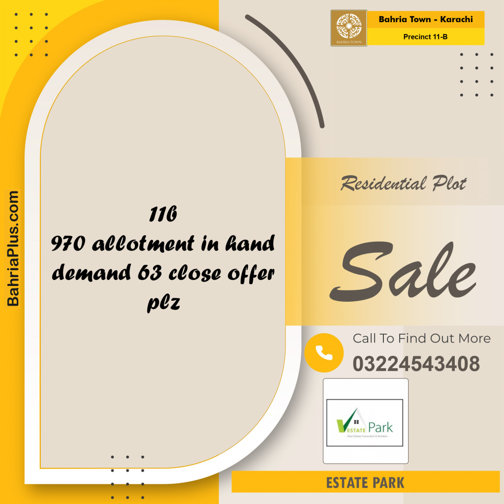 Residential Plot for Sale in Precinct 11-B -  Bahria Town, Karachi - (BP-152425)