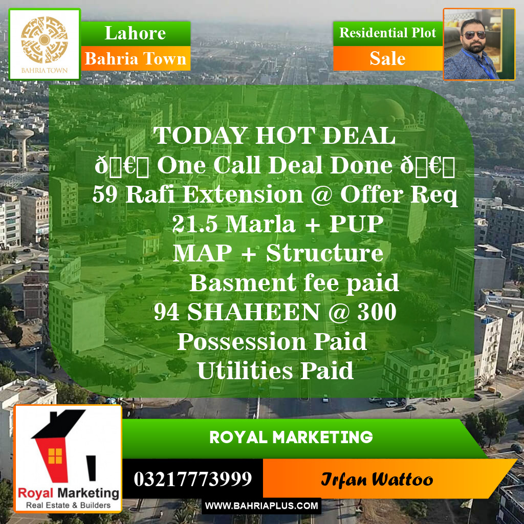 Residential Plot for Sale in Bahria Town, Lahore - (BP-152442)