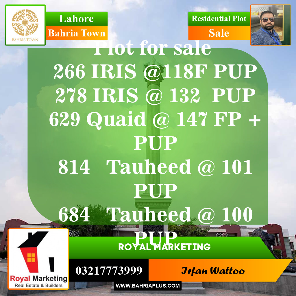 Residential Plot for Sale in Bahria Town, Lahore - (BP-152444)
