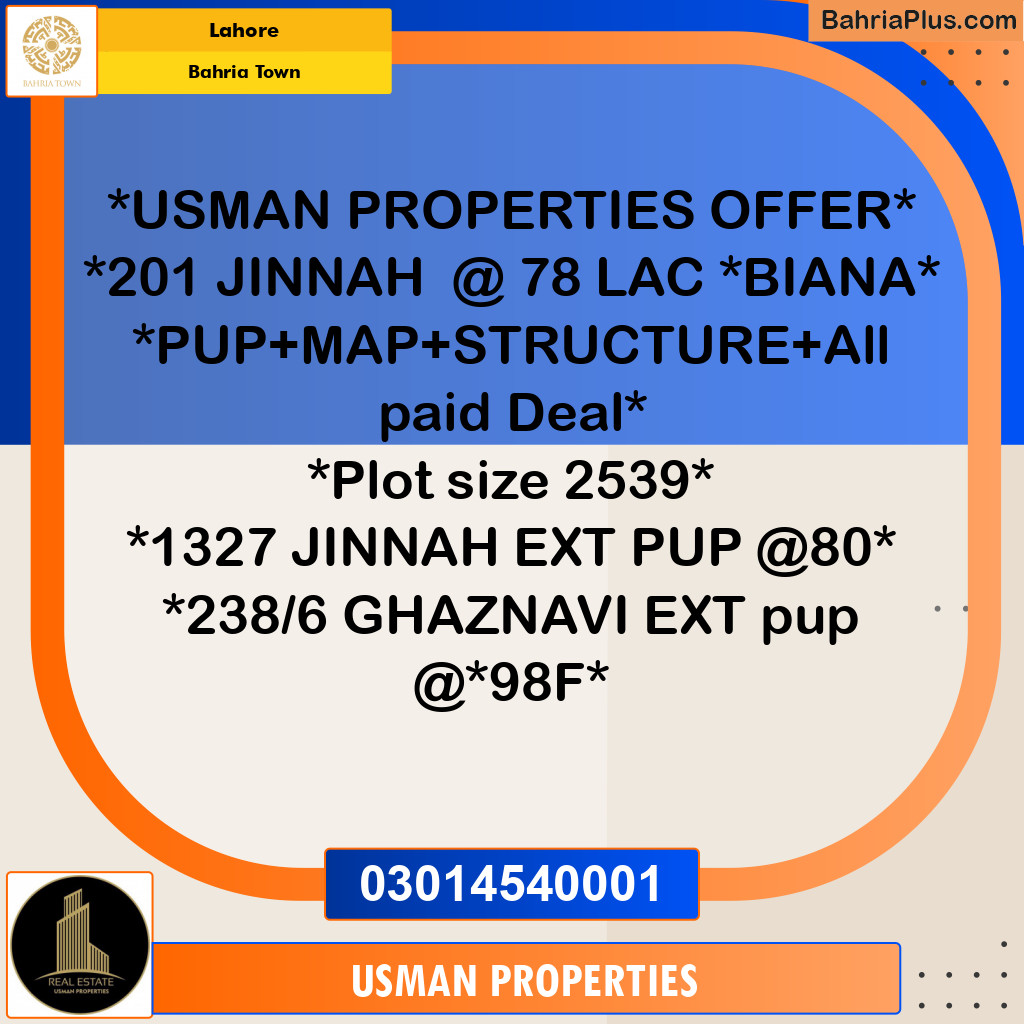 Residential Plot for Sale in Bahria Town, Lahore - (BP-152461)