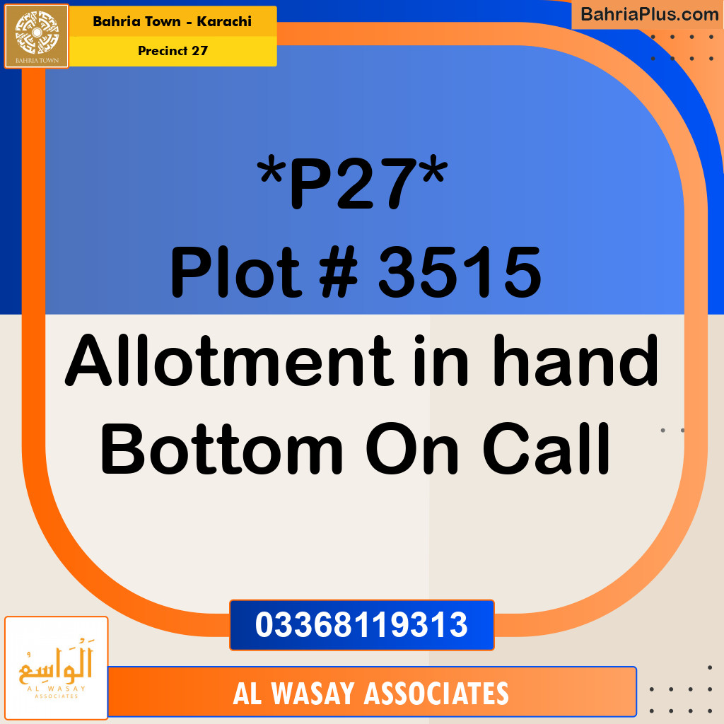 Residential Plot for Sale in Precinct 27 -  Bahria Town, Karachi - (BP-152464)