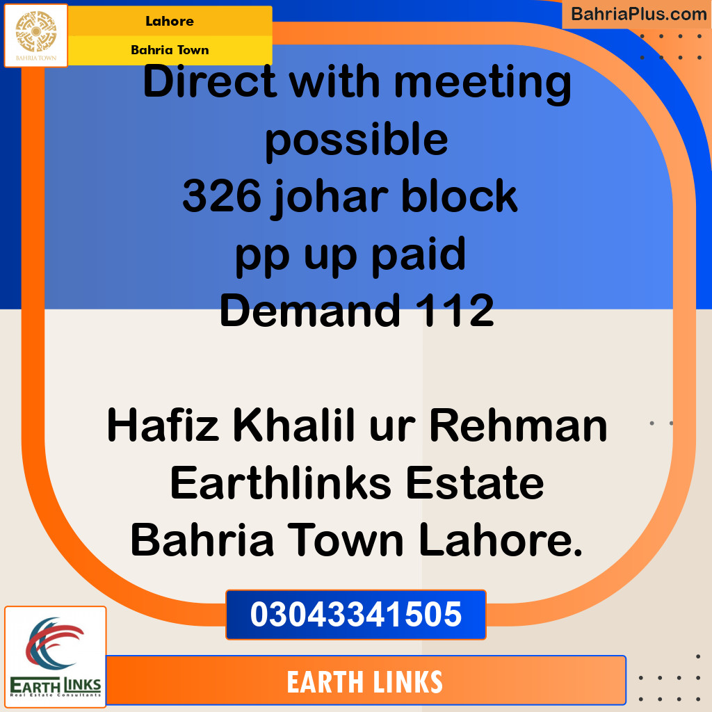 Residential Plot for Sale in Bahria Town, Lahore - (BP-152513)