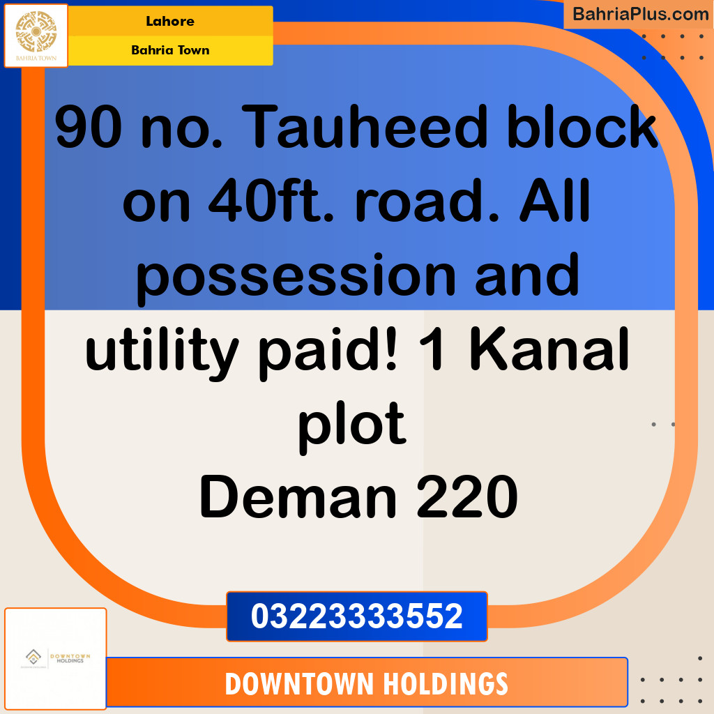 Residential Plot for Sale in Bahria Town, Lahore - (BP-152521)