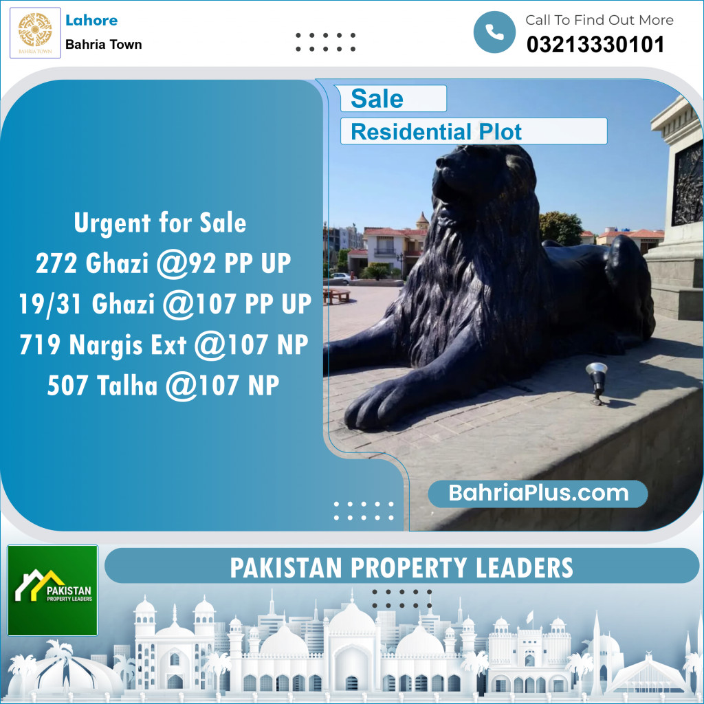 Residential Plot for Sale in Bahria Town, Lahore - (BP-152536)