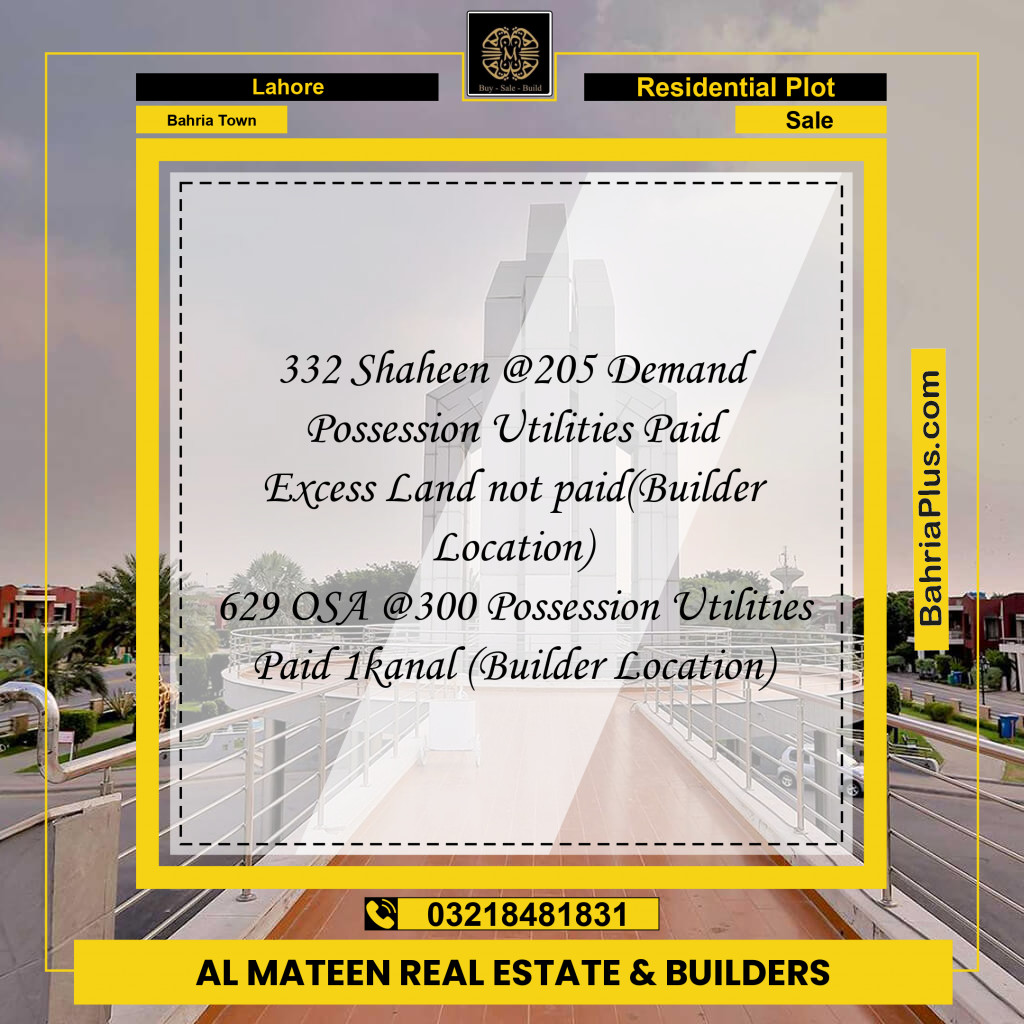 Residential Plot for Sale in Bahria Town, Lahore - (BP-152543)