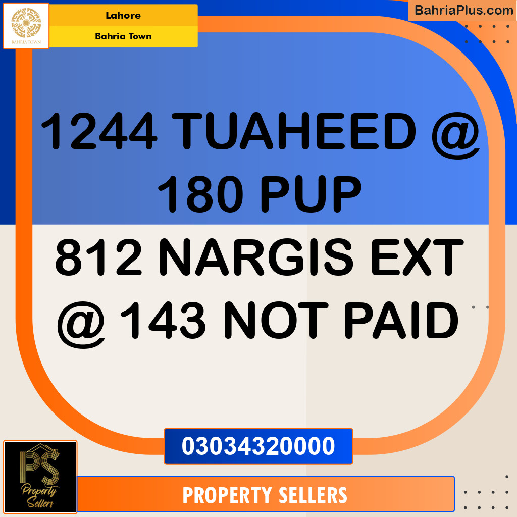 Residential Plot for Sale in Sector F - Tauheed Block -  Bahria Town, Lahore - (BP-152554)