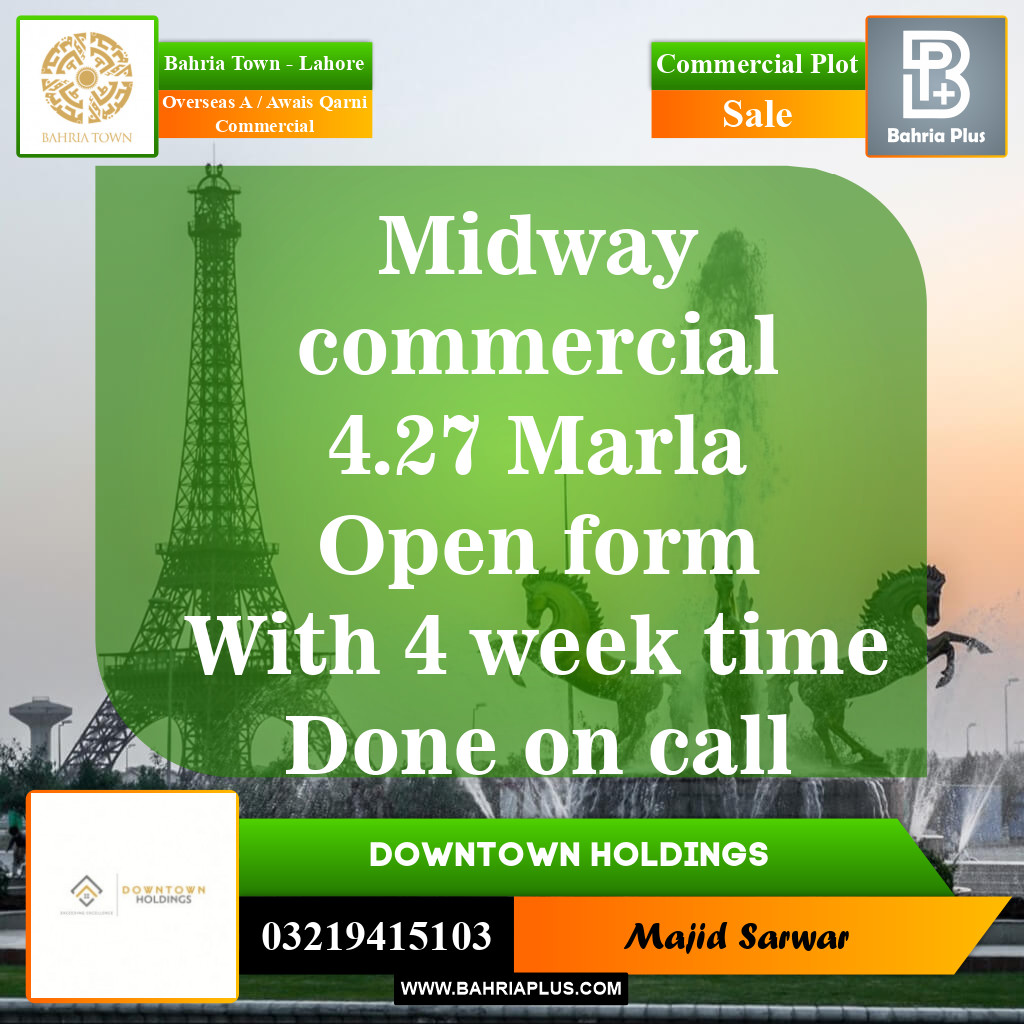 Commercial Plot for Sale in Overseas A / Awais Qarni Commercial -  Bahria Town, Lahore - (BP-152558)