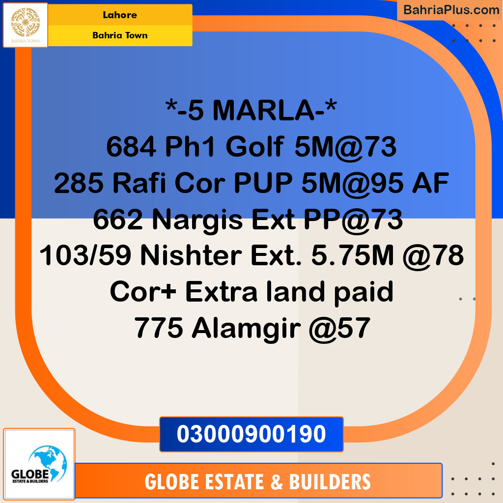 Residential Plot for Sale in Bahria Town, Lahore - (BP-152570)