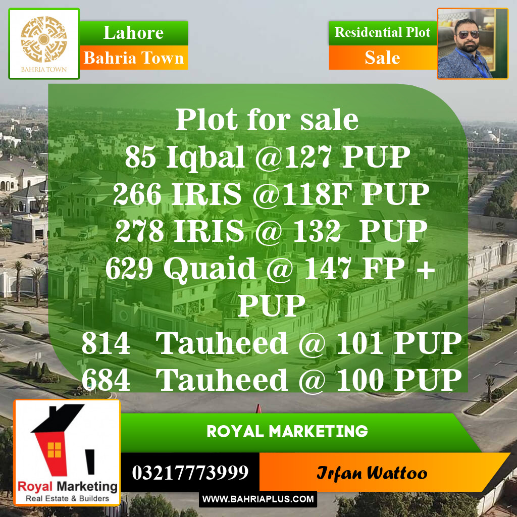 Residential Plot for Sale in Bahria Town, Lahore - (BP-152605)