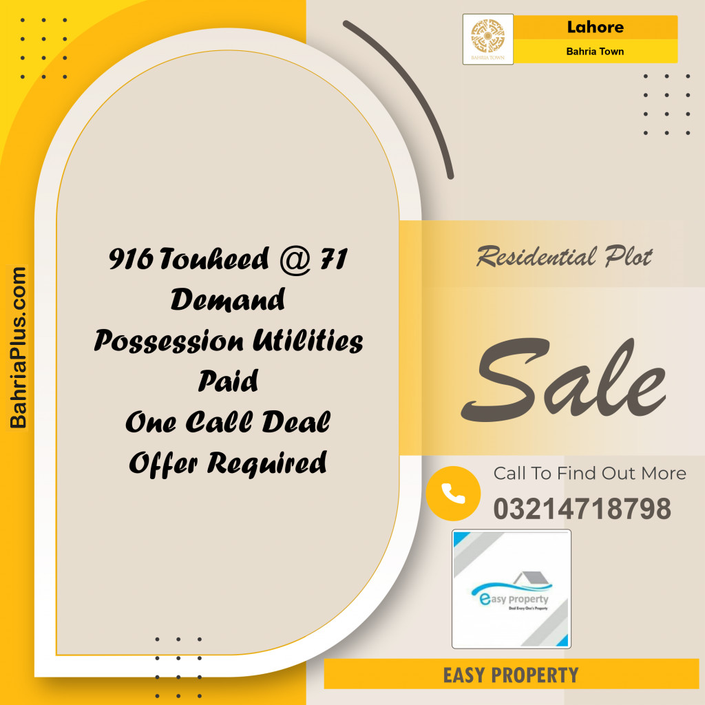 Residential Plot for Sale in Bahria Town, Lahore - (BP-152621)