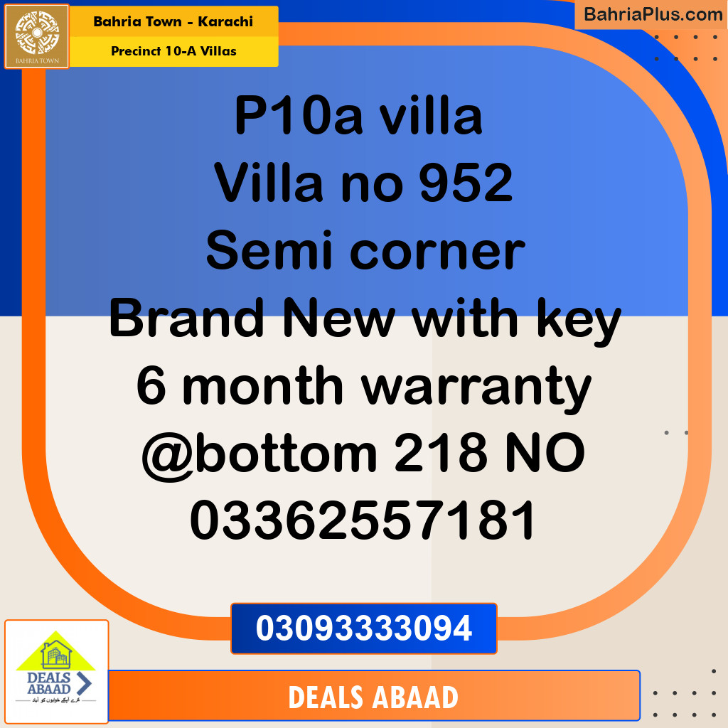 200 Sq. Yards Residential Plot for Sale in Precinct 10-A Villas -  Bahria Town, Karachi - (BP-152666)