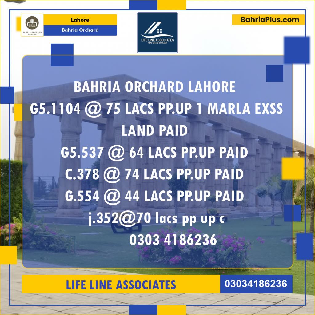 Residential Plot for Sale in Phase 4 - G5 Block -  Bahria Orchard, Lahore - (BP-152689)