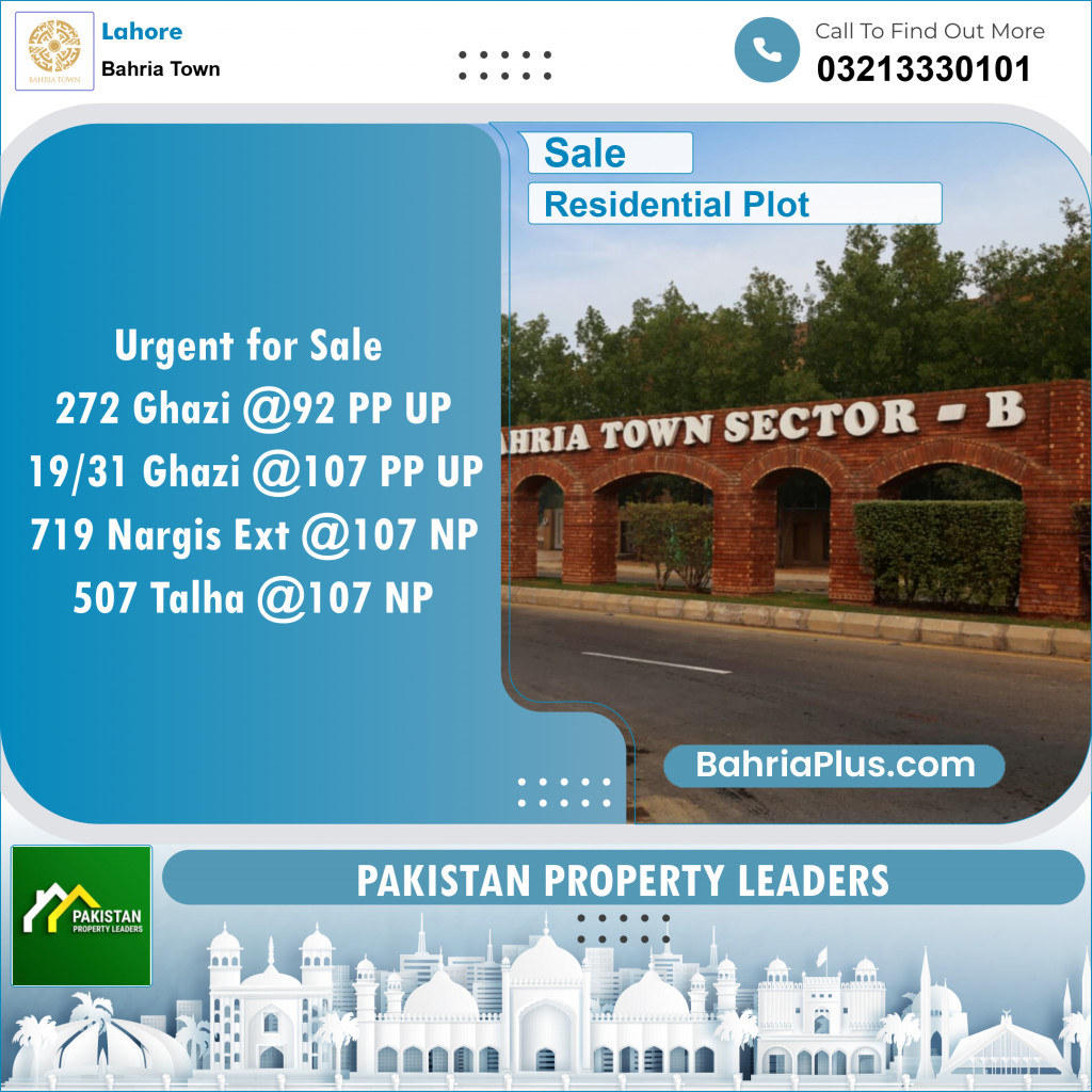 Residential Plot for Sale in Bahria Town, Lahore - (BP-152713)