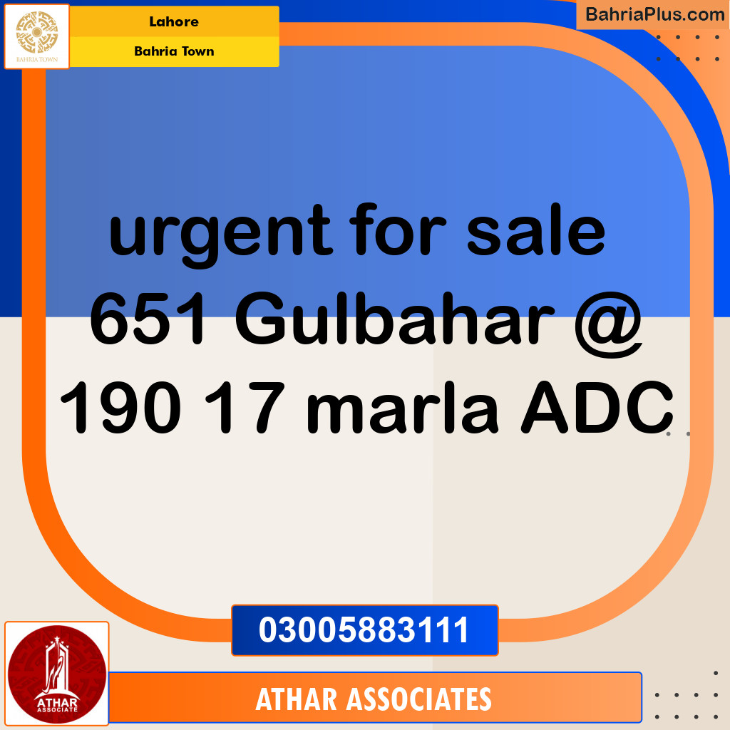 Residential Plot for Sale in Bahria Town, Lahore - (BP-152717)