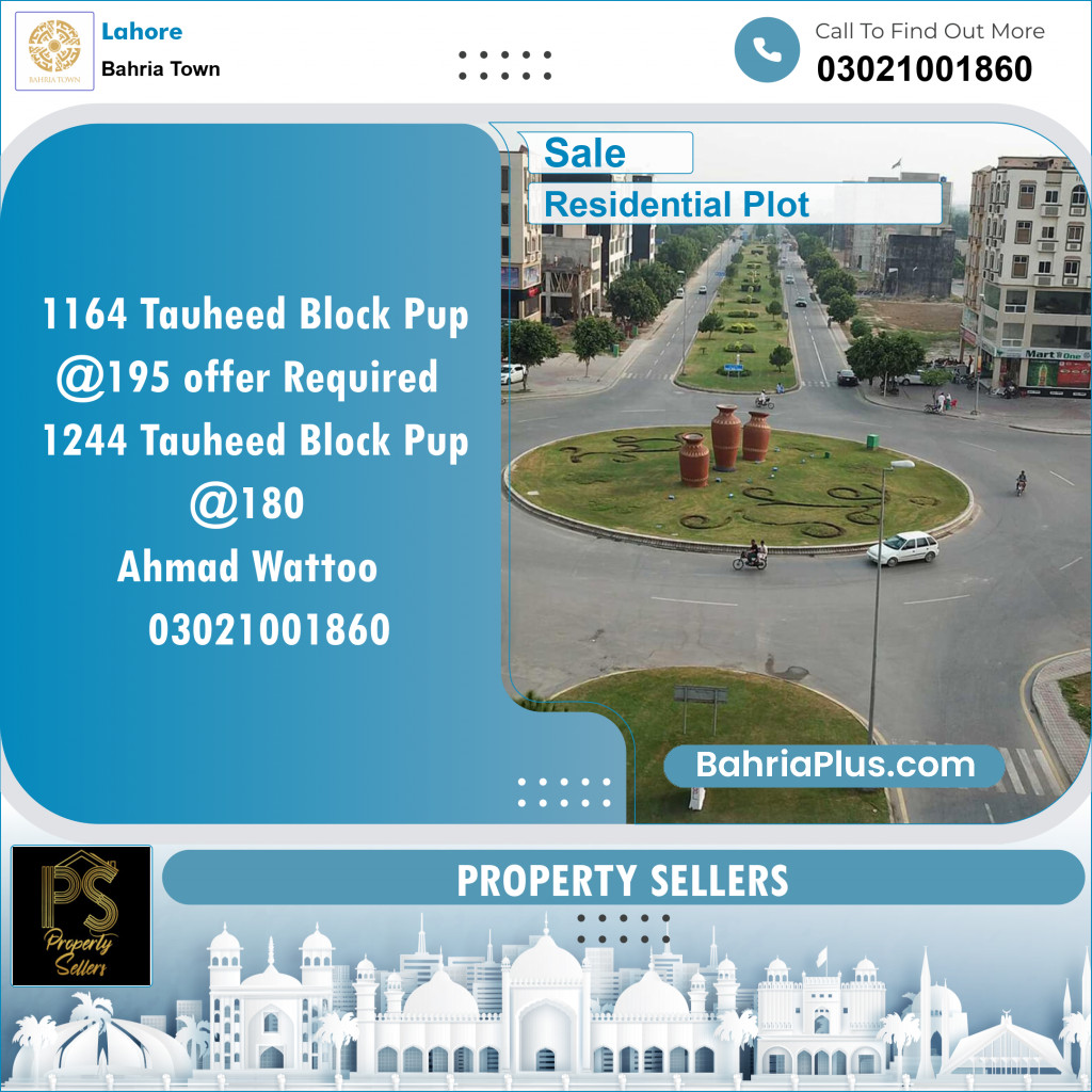 Residential Plot for Sale in Sector F - Tauheed Block -  Bahria Town, Lahore - (BP-152722)