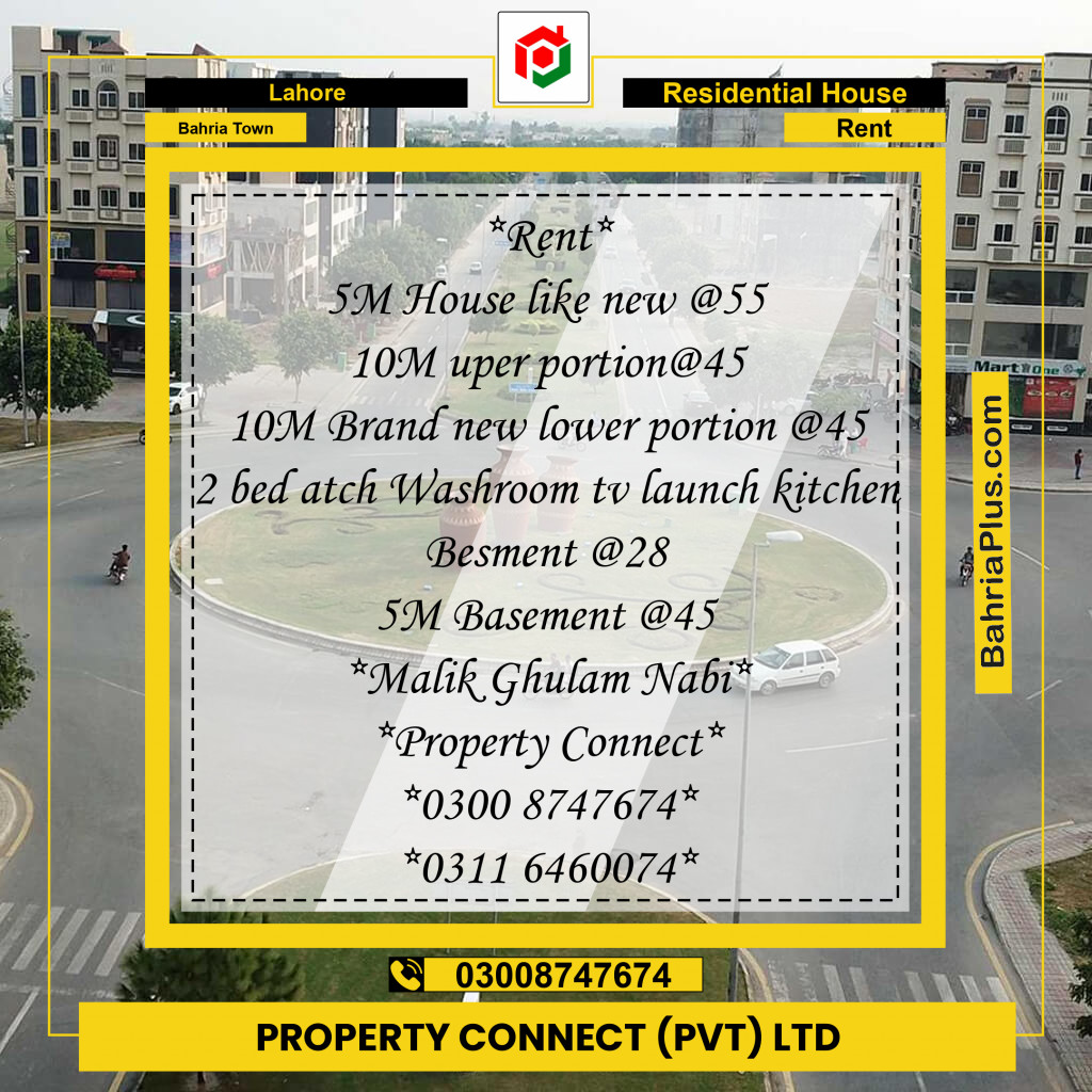 Residential House for Rent in Bahria Town, Lahore - (BP-152725)
