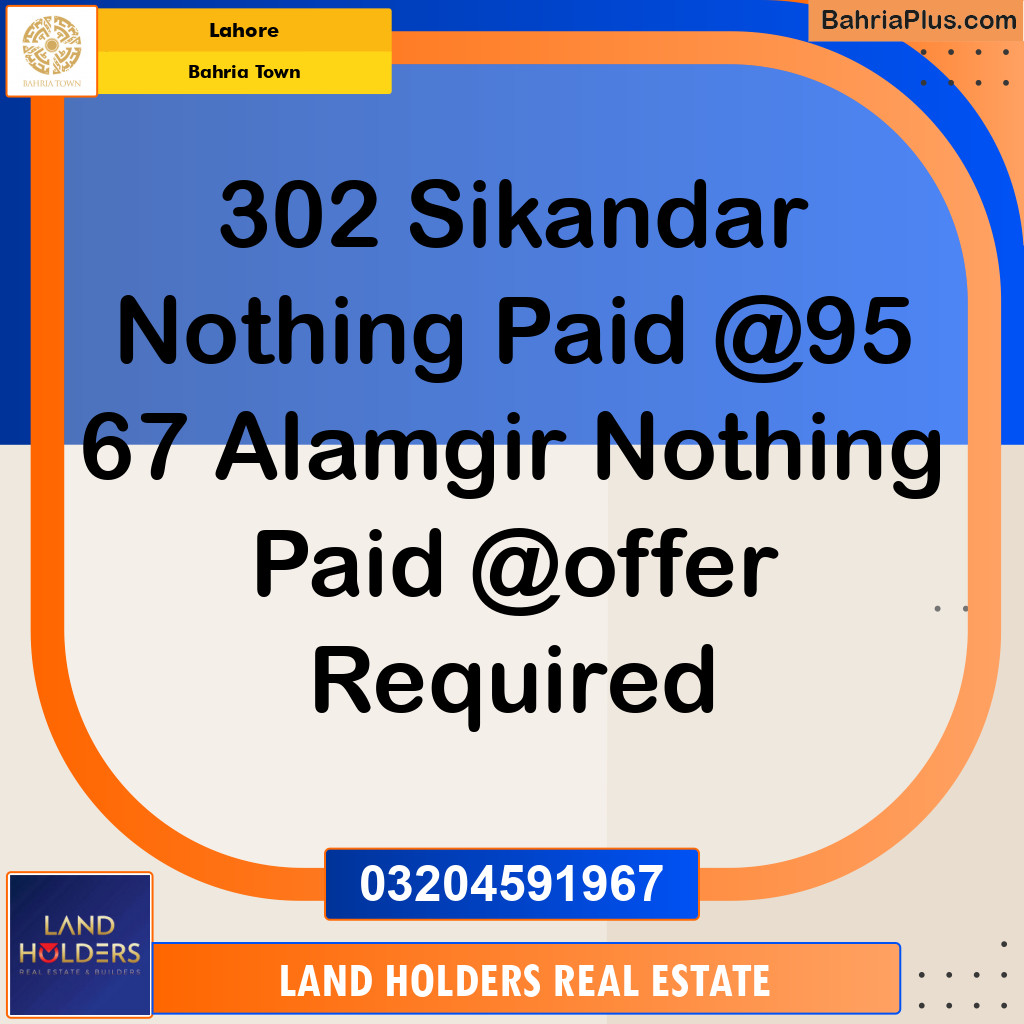 Residential Plot for Sale in Bahria Town, Lahore - (BP-152757)