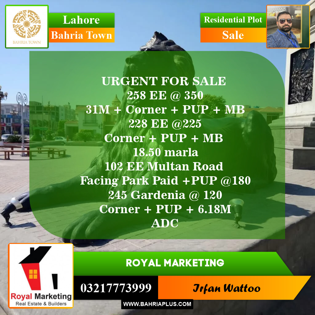 Residential Plot for Sale in Bahria Town, Lahore - (BP-152759)