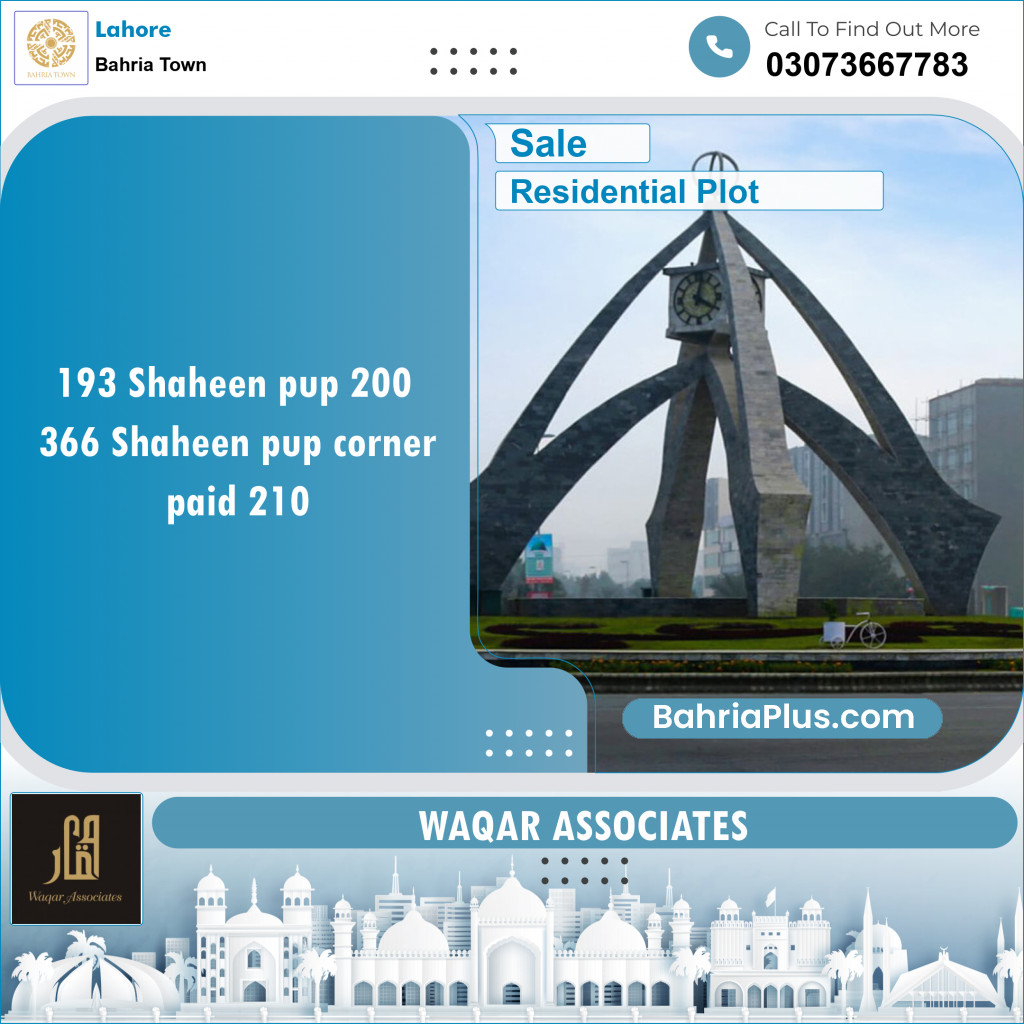 Residential Plot for Sale in Bahria Town, Lahore - (BP-152771)