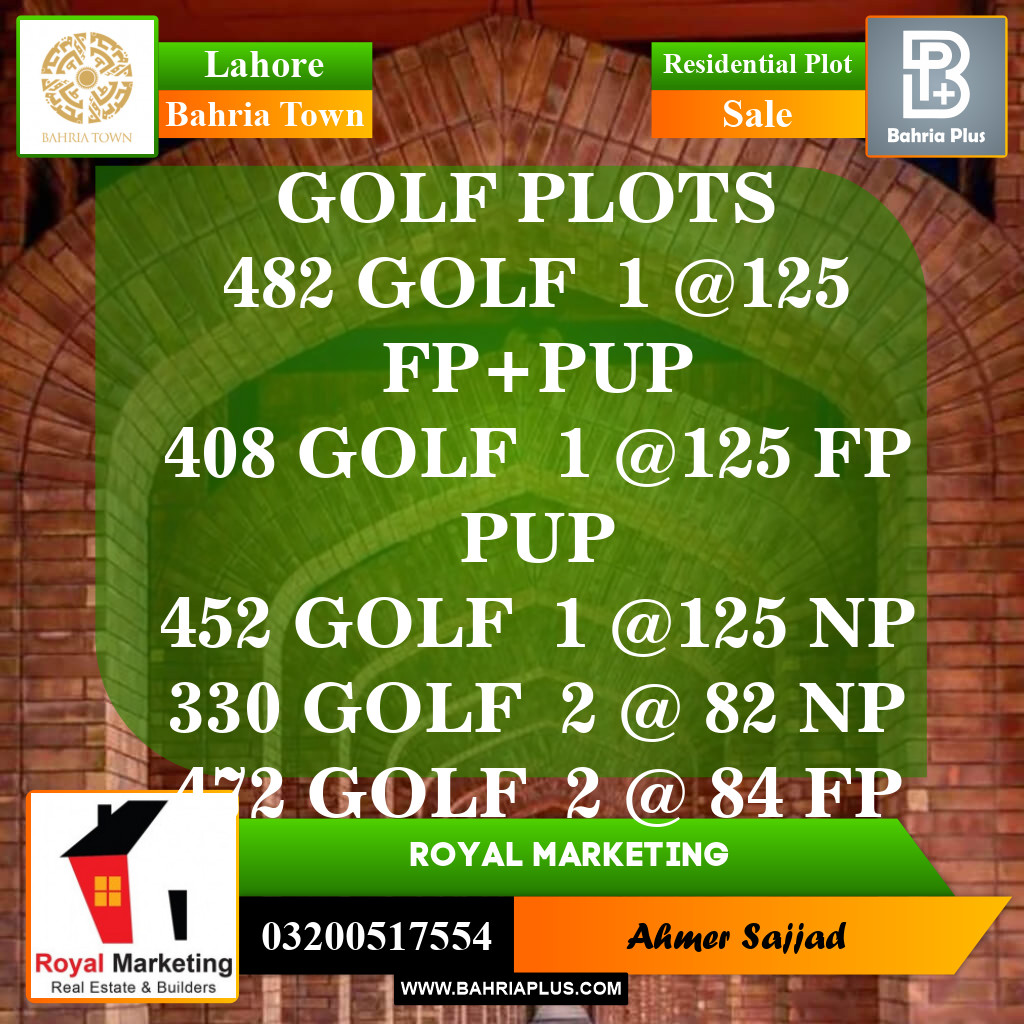Residential Plot for Sale in Bahria Town, Lahore - (BP-152790)