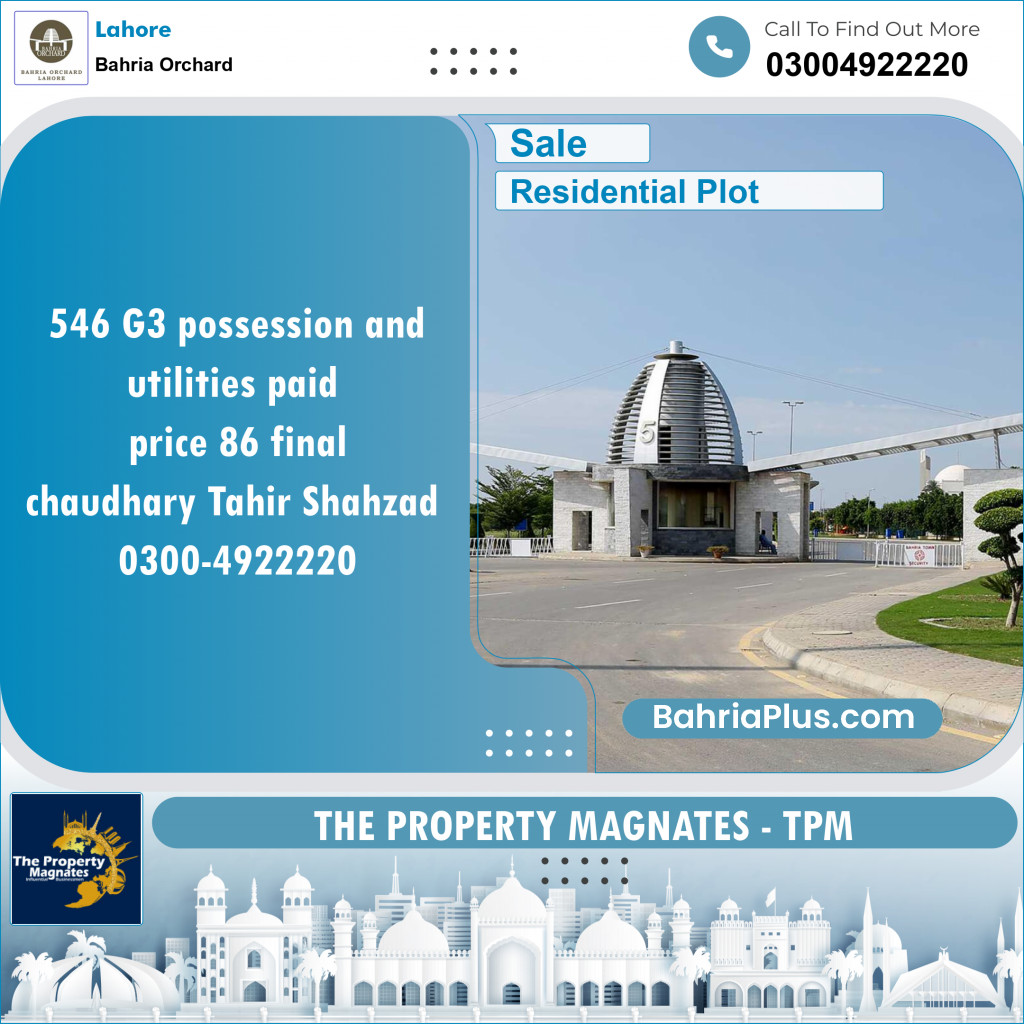 Residential Plot for Sale in Bahria Orchard, Lahore - (BP-152792)