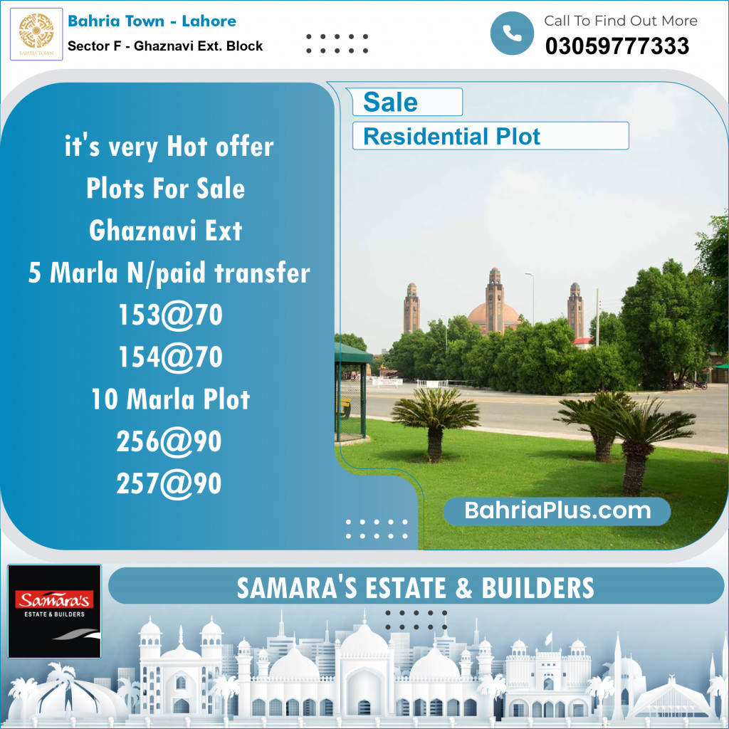 Residential Plot for Sale in Sector F - Ghaznavi Ext. Block -  Bahria Town, Lahore - (BP-152808)