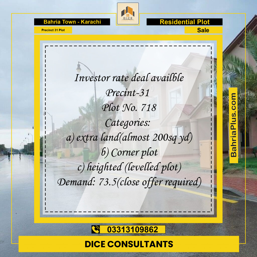 Residential Plot for Sale in Precinct 31 Plot -  Bahria Town, Karachi - (BP-152839)
