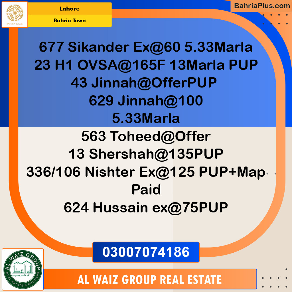 Residential Plot for Sale in Bahria Town, Lahore - (BP-152888)