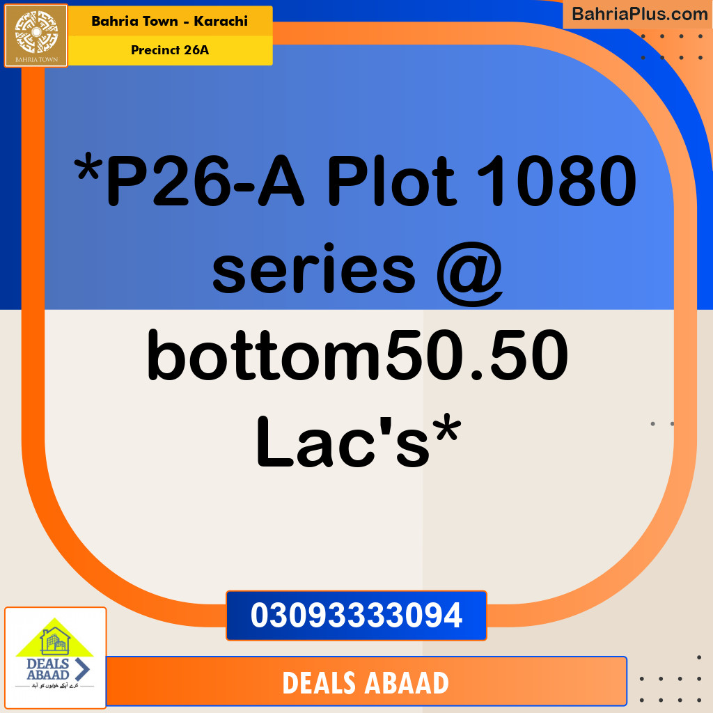 125 Sq. Yards Residential Plot for Sale in Precinct 26A -  Bahria Town, Karachi - (BP-152891)