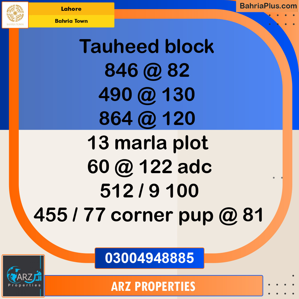 Residential Plot for Sale in Bahria Town, Lahore - (BP-152893)