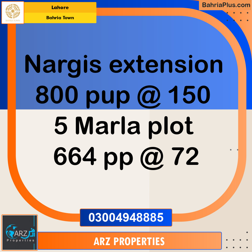 Residential Plot for Sale in Sector C - Nargis/Hussain Ext. -  Bahria Town, Lahore - (BP-152920)