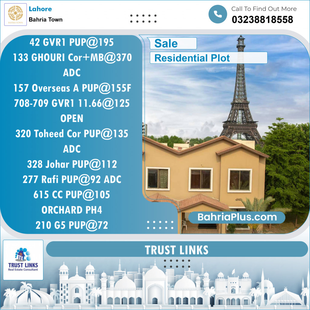 Residential Plot for Sale in Golf Phase 1 -  Bahria Town, Lahore - (BP-152925)