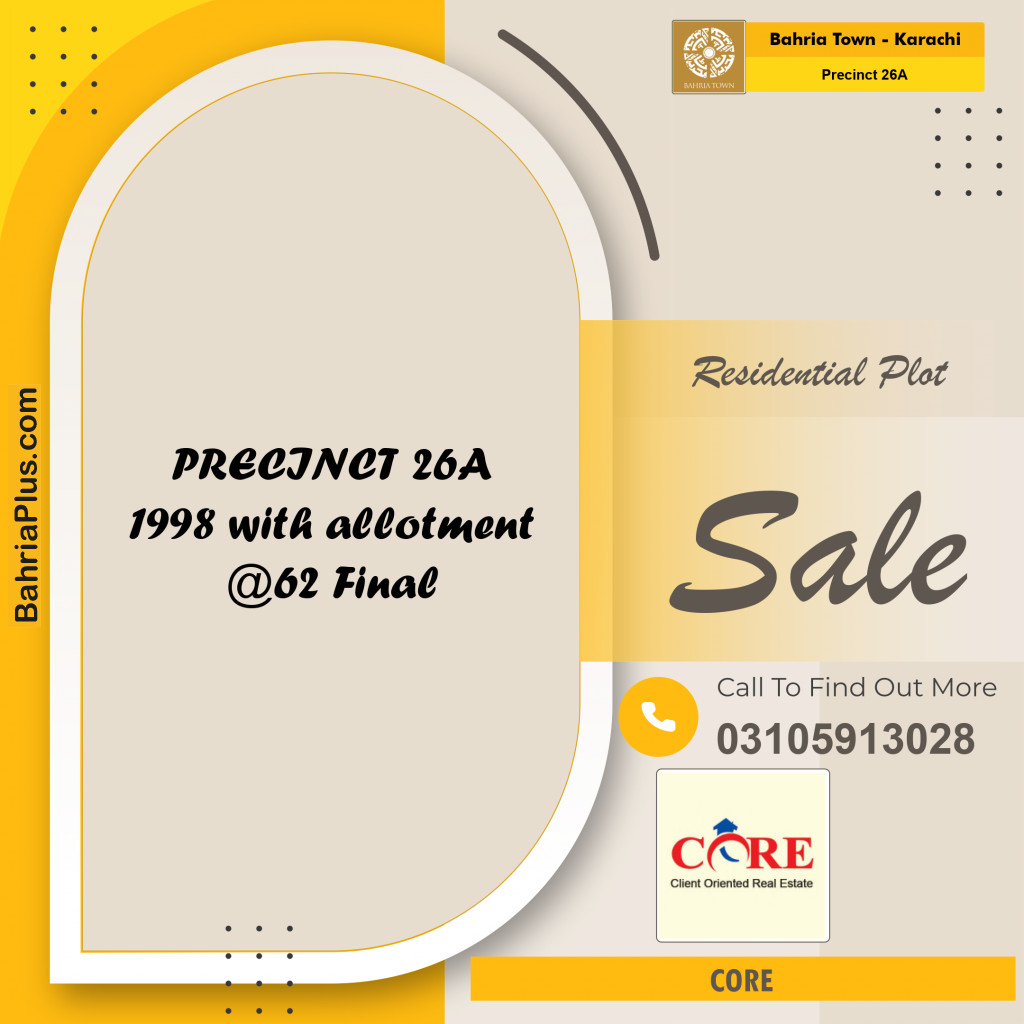 125 Sq. Yards Residential Plot for Sale in Precinct 26A -  Bahria Town, Karachi - (BP-152936)