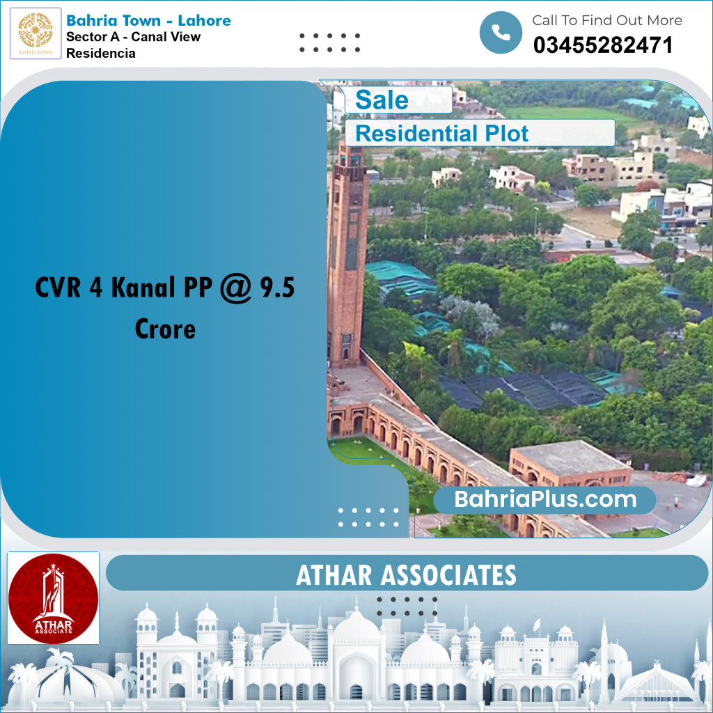 Residential Plot for Sale in Sector A - Canal View Residencia -  Bahria Town, Lahore - (BP-152947)