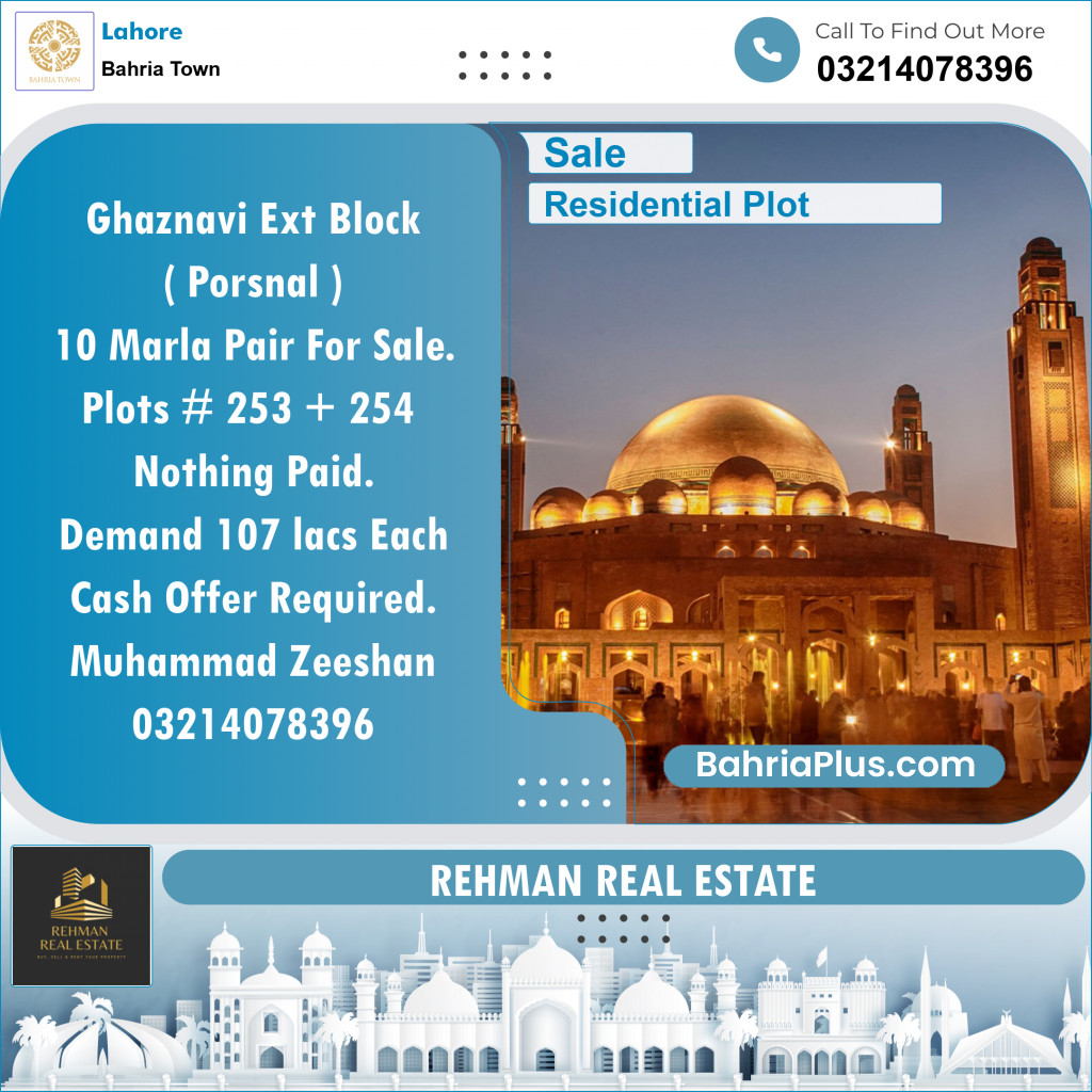 Residential Plot for Sale in Bahria Town, Lahore - (BP-152987)