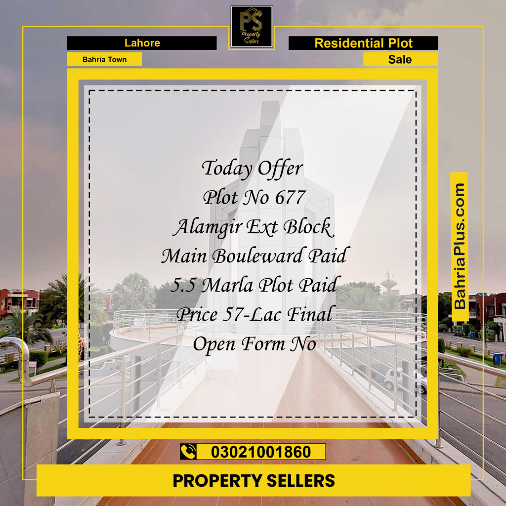Residential Plot for Sale in Bahria Town, Lahore - (BP-153018)