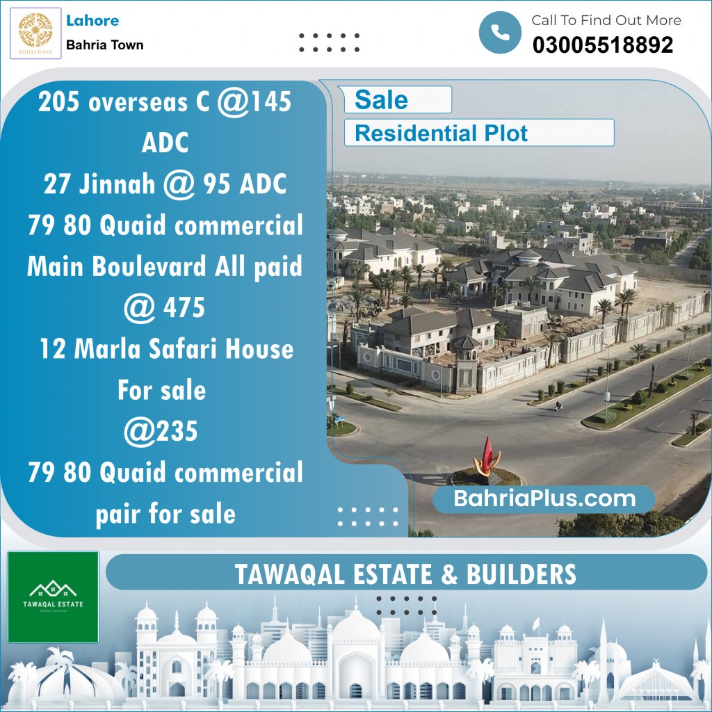 Residential Plot for Sale in Bahria Town, Lahore - (BP-153037)