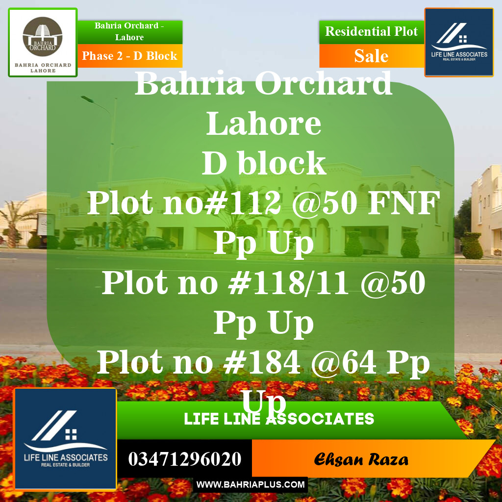 Residential Plot for Sale in Phase 2 - D Block -  Bahria Orchard, Lahore - (BP-153047)