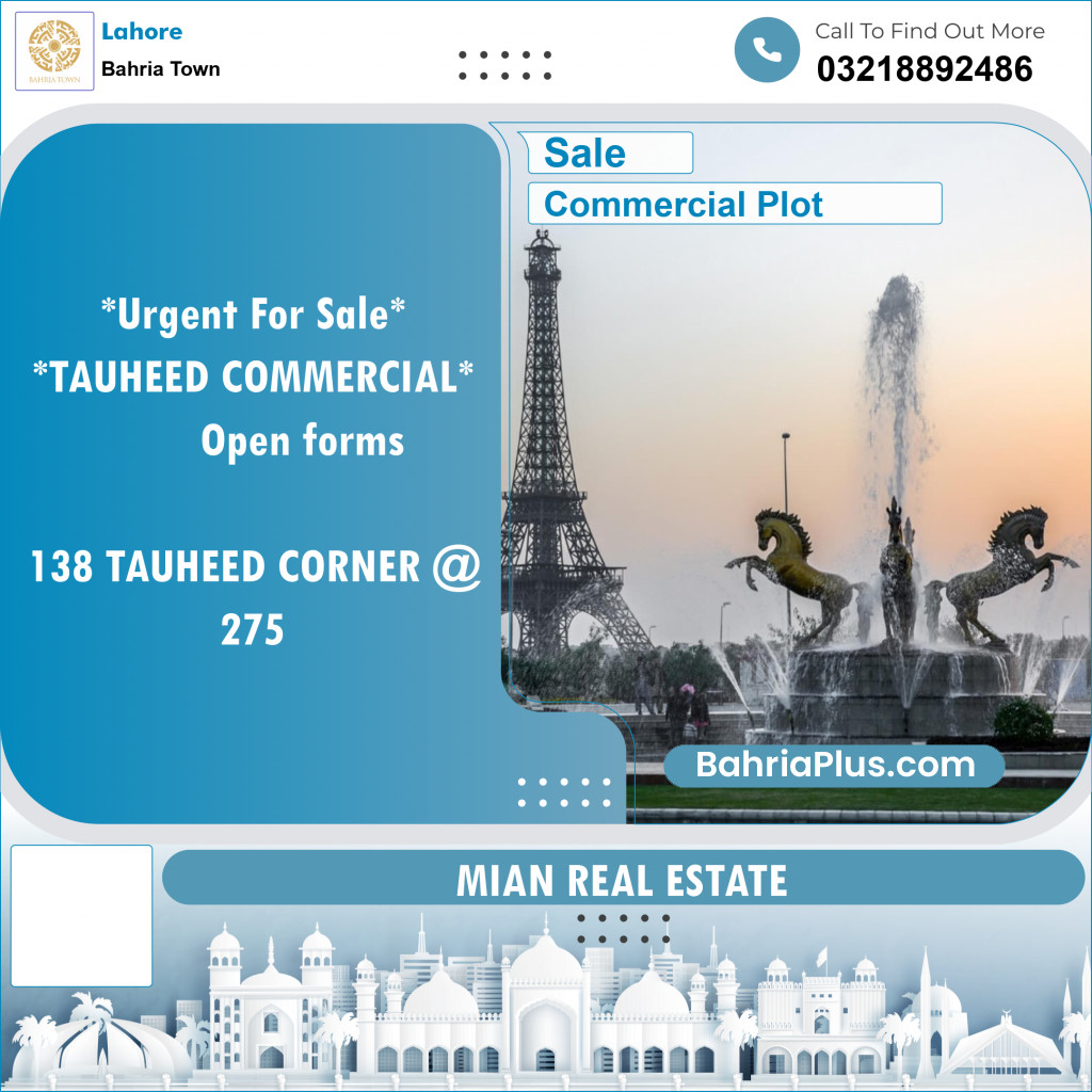 Commercial Plot for Sale in Bahria Town, Lahore - (BP-153085)