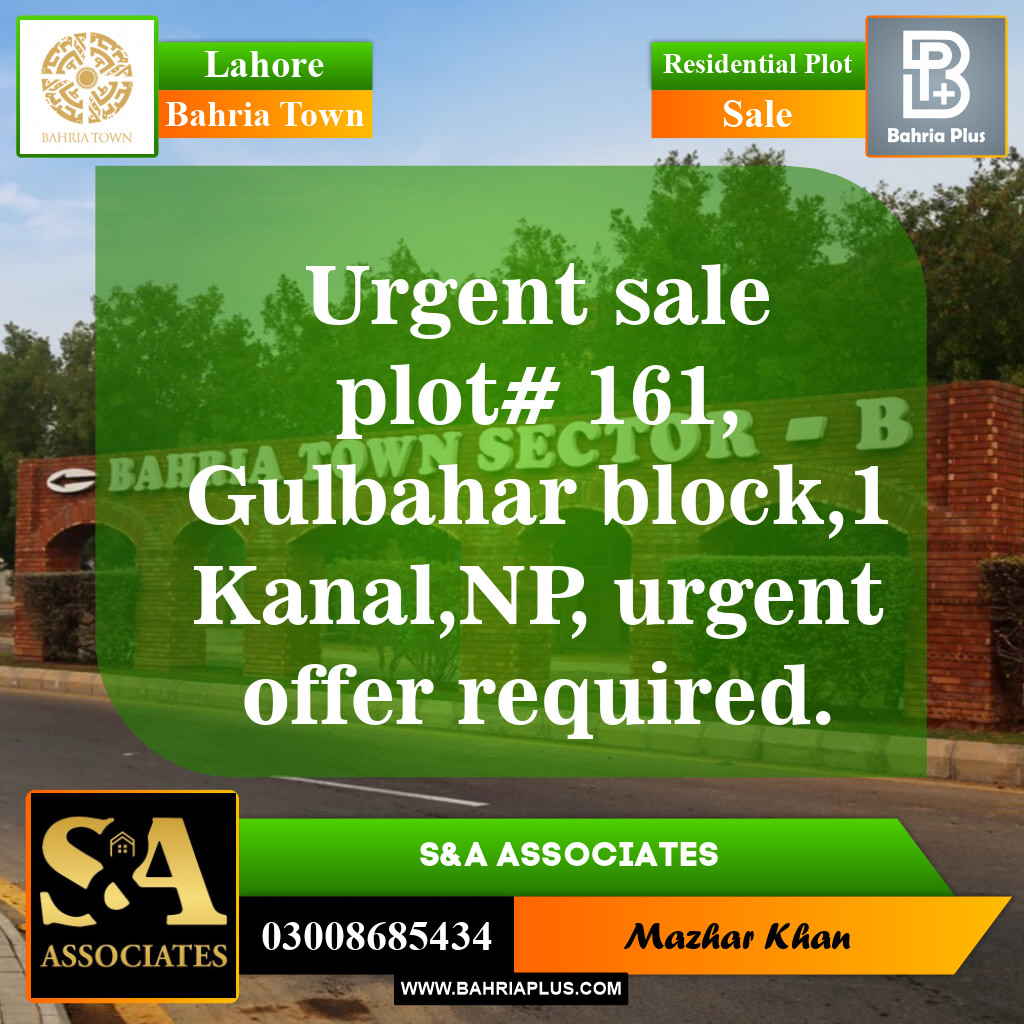 Residential Plot for Sale in Bahria Town, Lahore - (BP-153088)